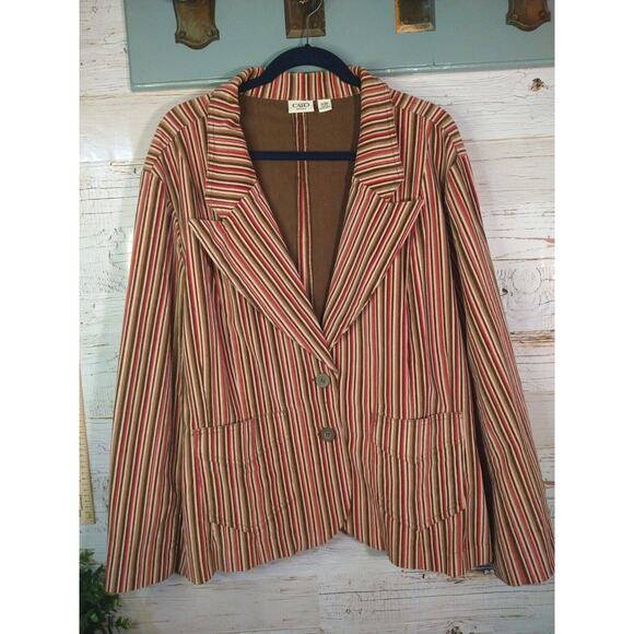 Cato Woman 26/28W Pink Striped Corduroy Blazer Jacket Plus Size Preppy Geekcore - Picture 3 of 7